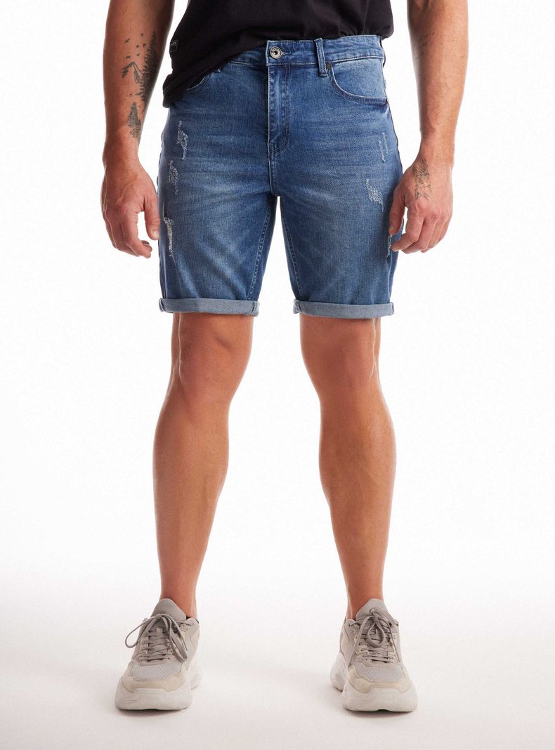 Short Medio Desgastado Rasguños Basta Doblada-0