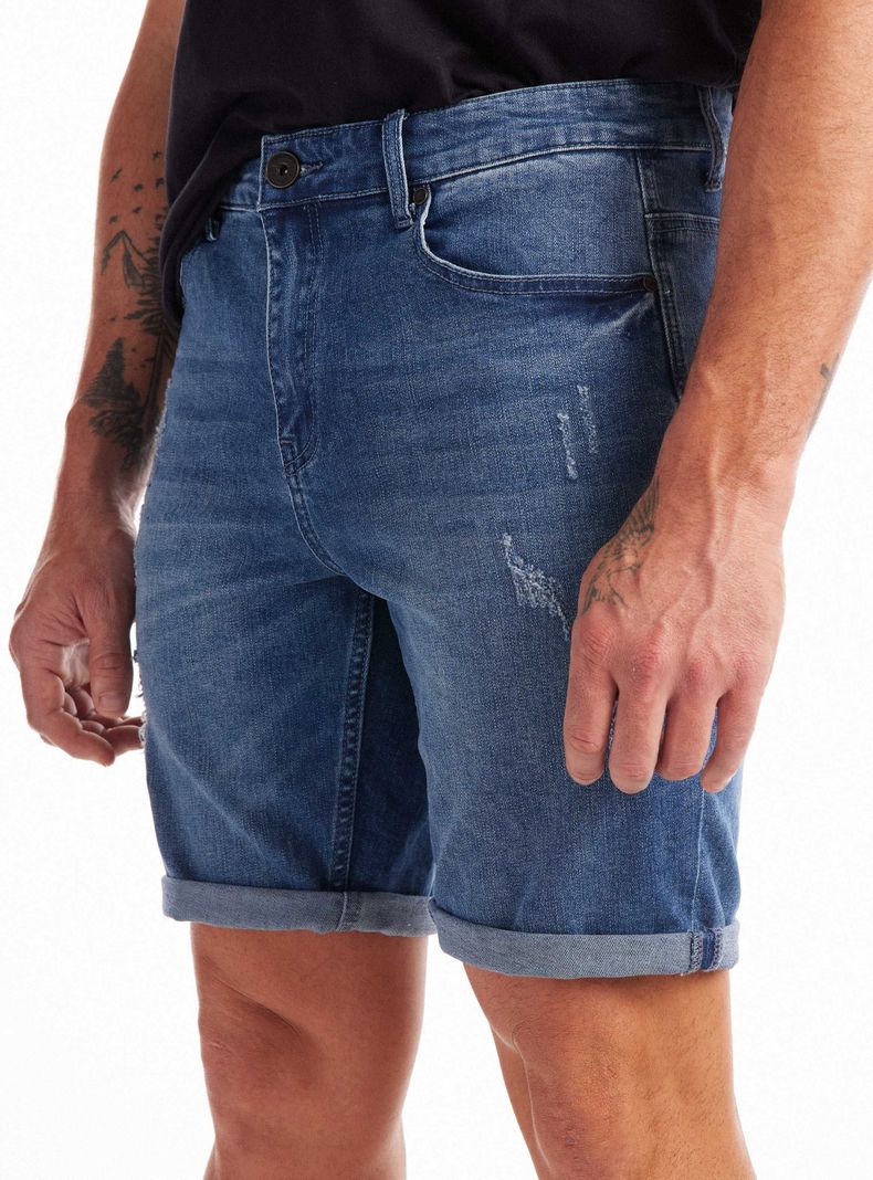 Short Medio Desgastado Rasguños Basta Doblada-2