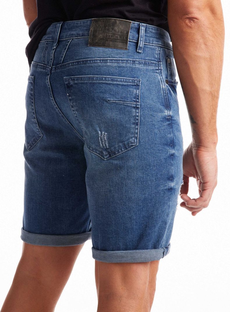 Short Medio Desgastado Rasguños Basta Doblada-3