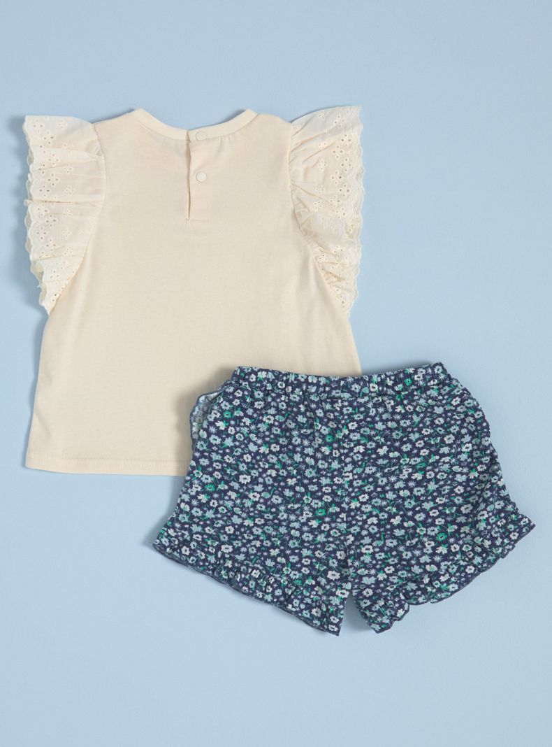 Conjunto Polera Vuelos y Faldashort Estampado Completo-1