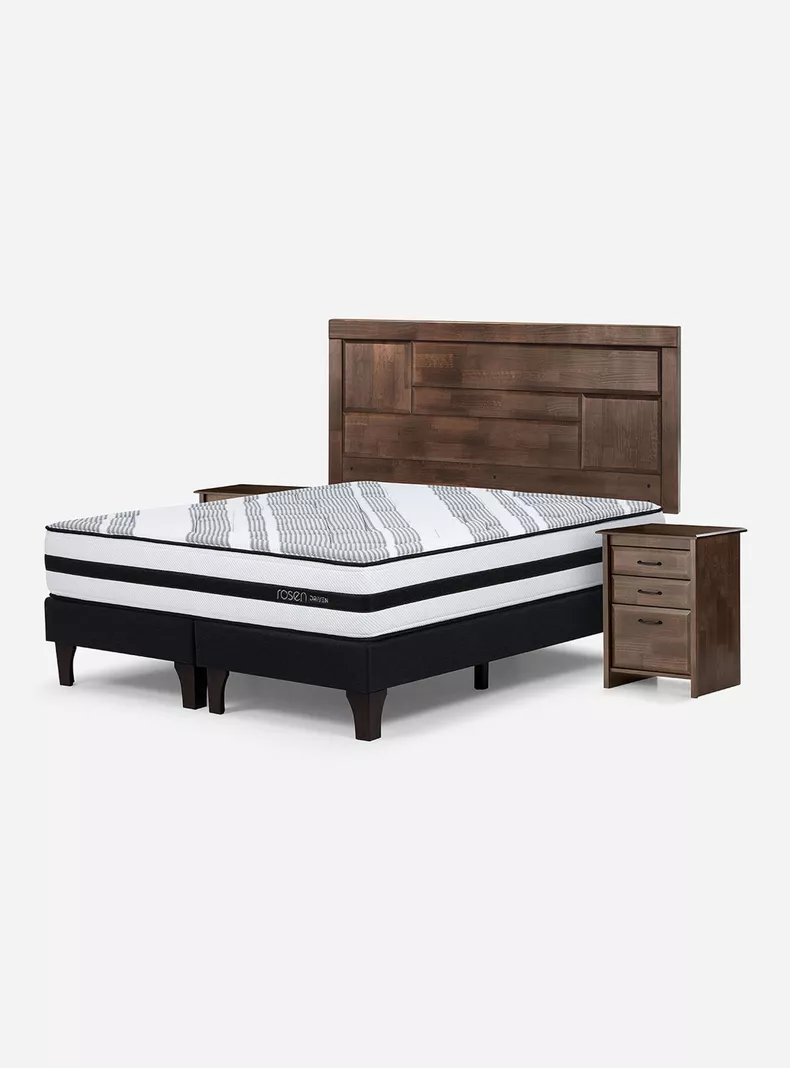 Cama Europea Driven 2 Plazas Base Dividida + Set de Muebles Dolce