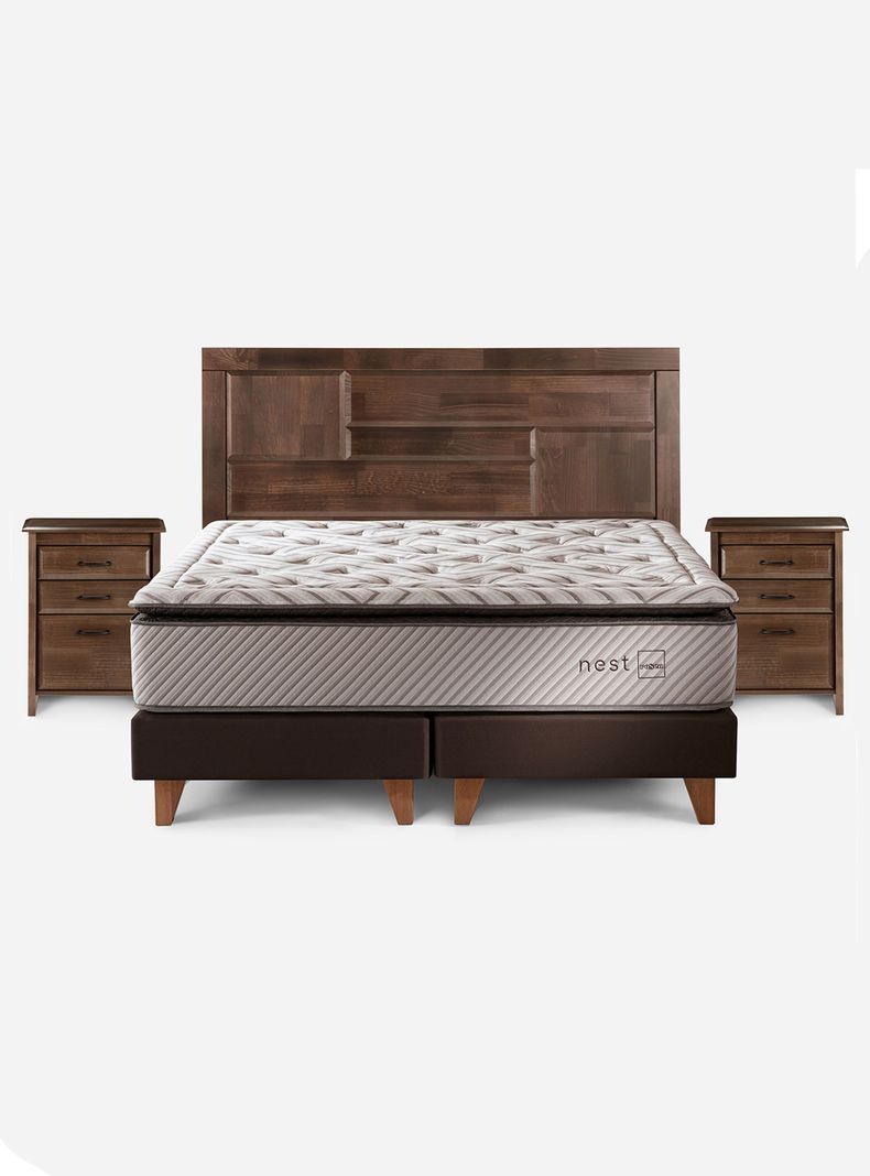 Cama Europea Nest 2 Plazas Base Dividida + Set de Muebles Dolce-0
