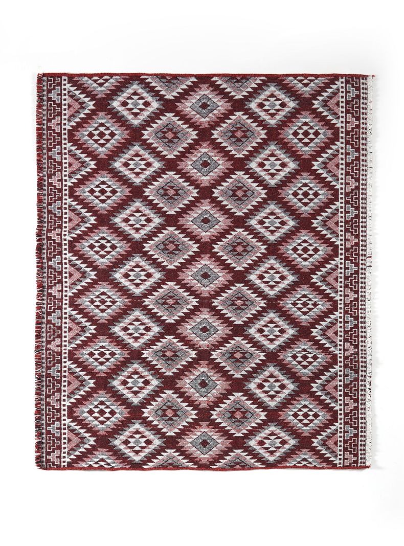 Alfombra Ecoreciclada 165x210 cm Rojo Negro Blanco-0