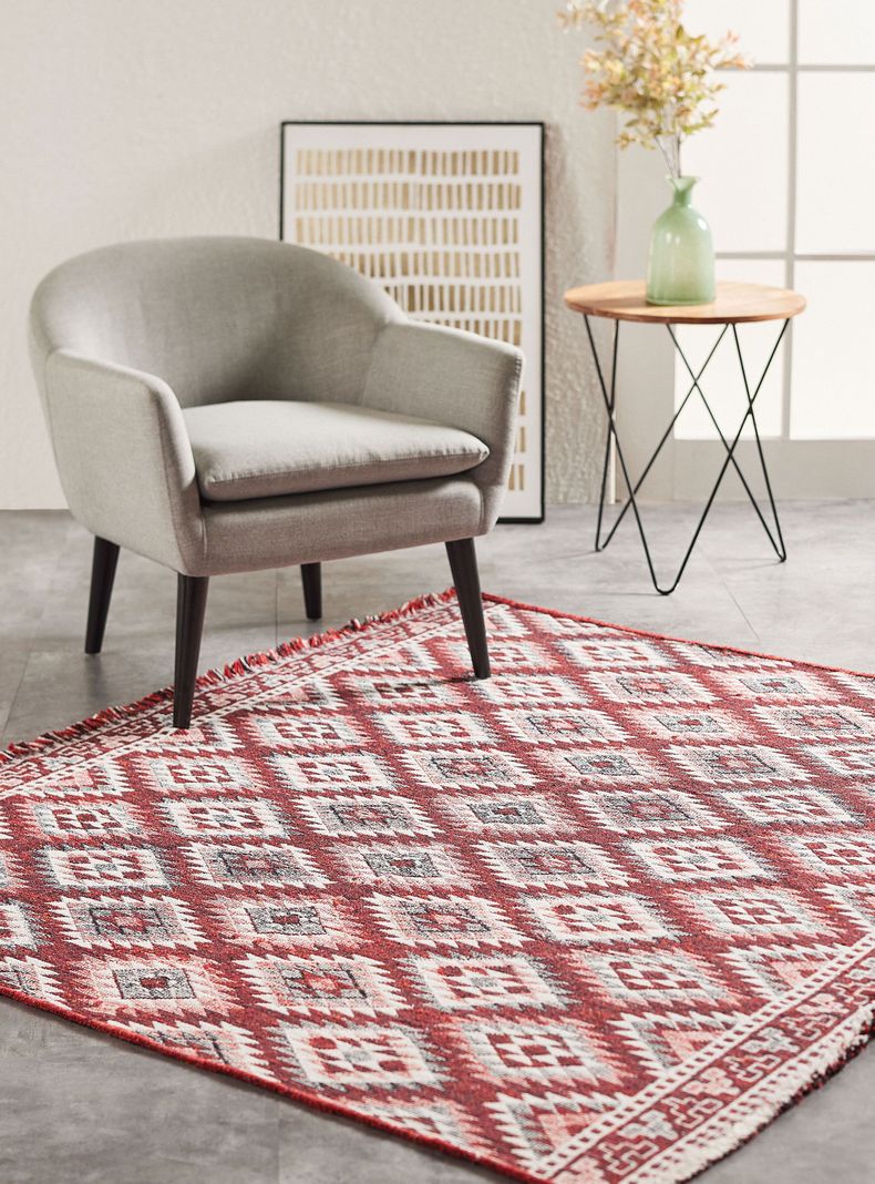 Alfombra Ecoreciclada 165x210 cm Rojo Negro Blanco-4