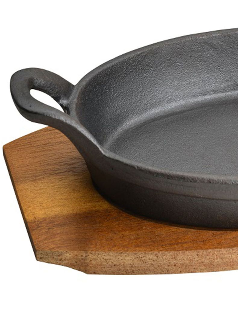 Mini Fuente Hierro Fundido con Base Acacia-1