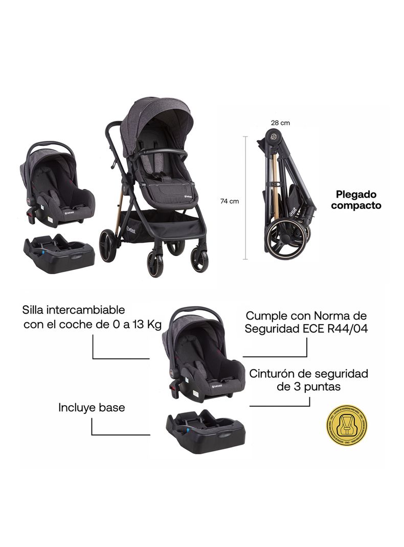 Coche Travel System Cosmos Negro Bebesit-5