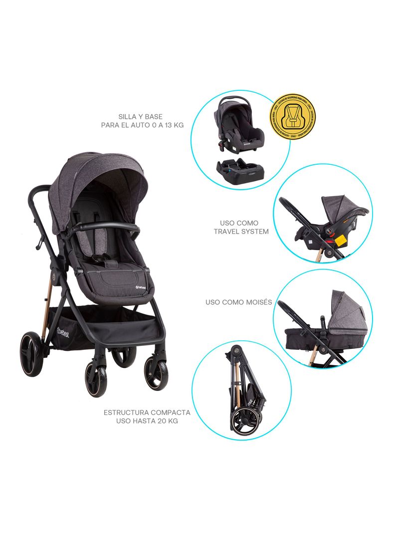 Coche Travel System Cosmos Negro Bebesit-4