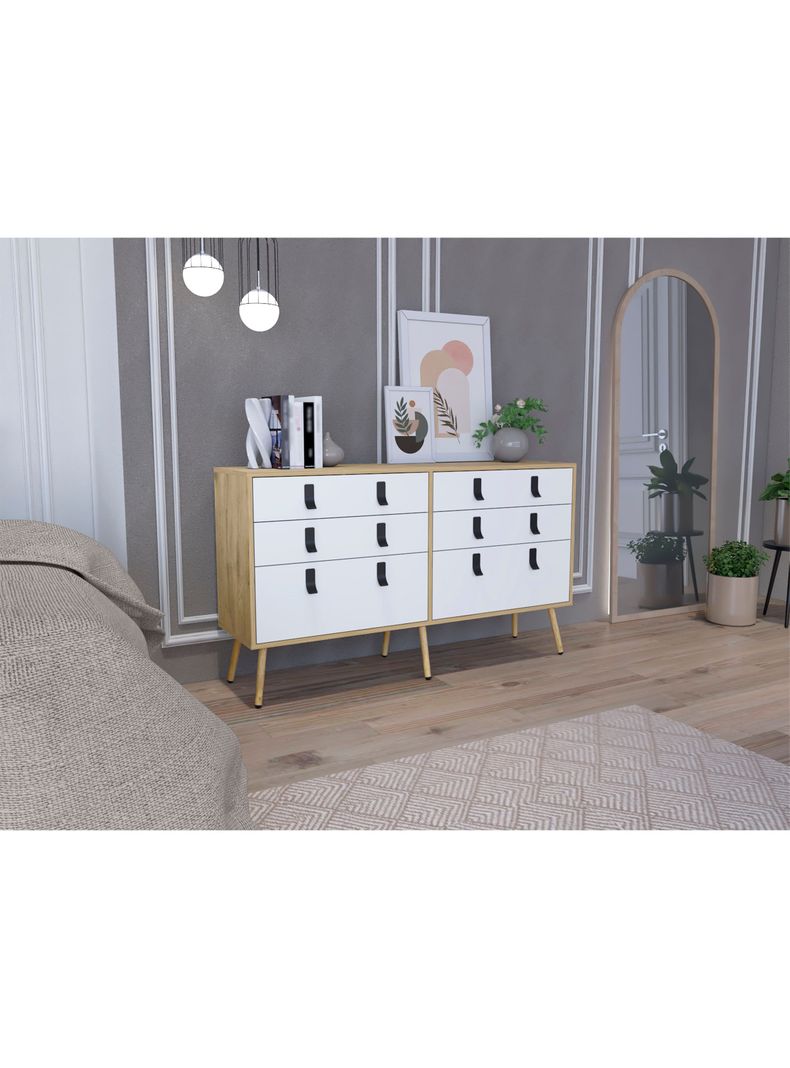 Comoda Doble Huna 6C Macadamia/Blanco-4