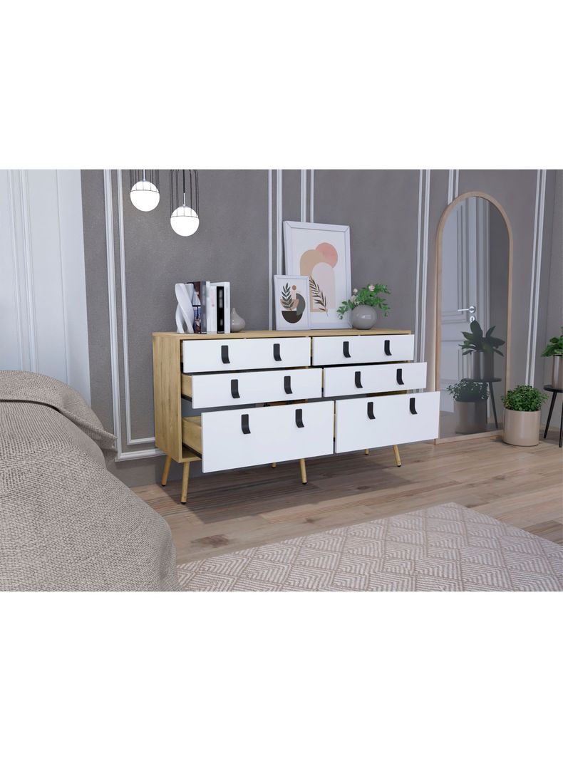 Comoda Doble Huna 6C Macadamia/Blanco-3