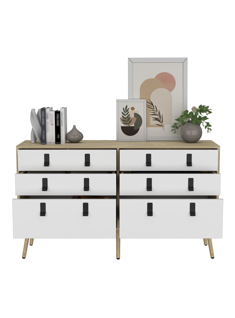Comoda Doble Huna 6C Macadamia/Blanco-2