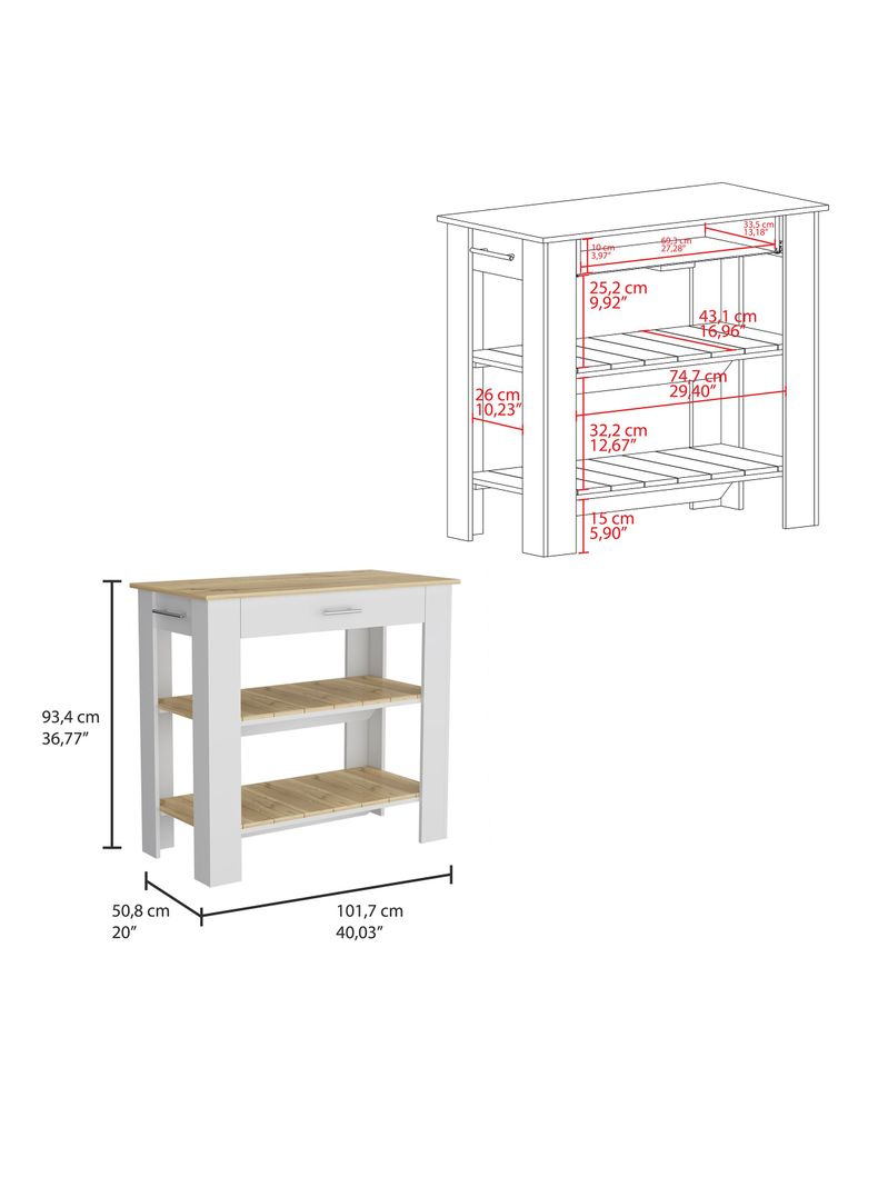 Mueble Isla de Cocina Cala 1C Blanco Marquez Macadamia-1