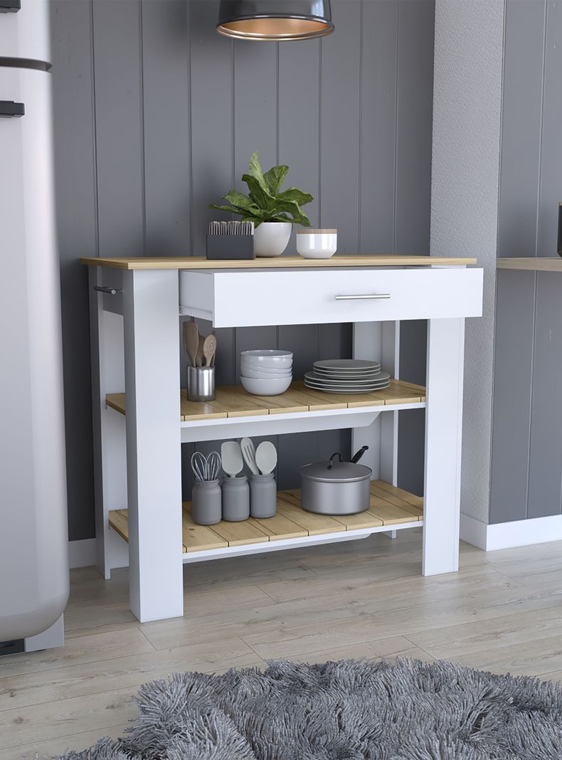 Mueble Isla de Cocina Cala 1C Blanco Marquez Macadamia-4