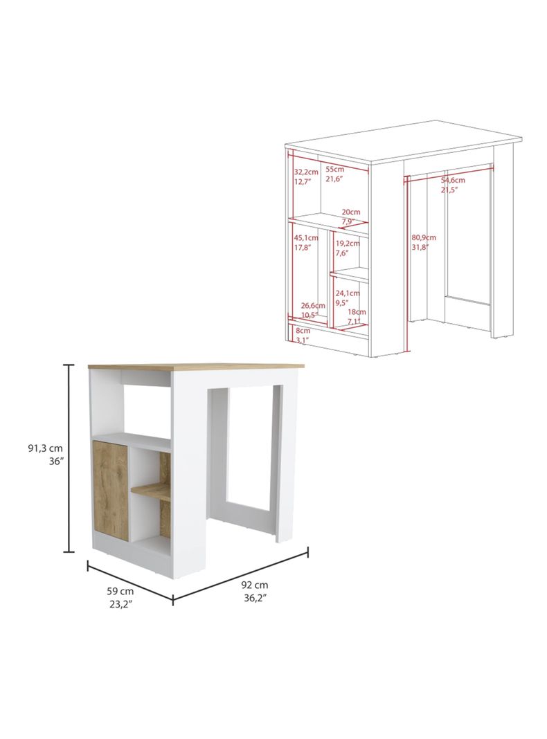 Mueble Isla Cocina Stirling 1P Blanco Marquez Macadamia-1
