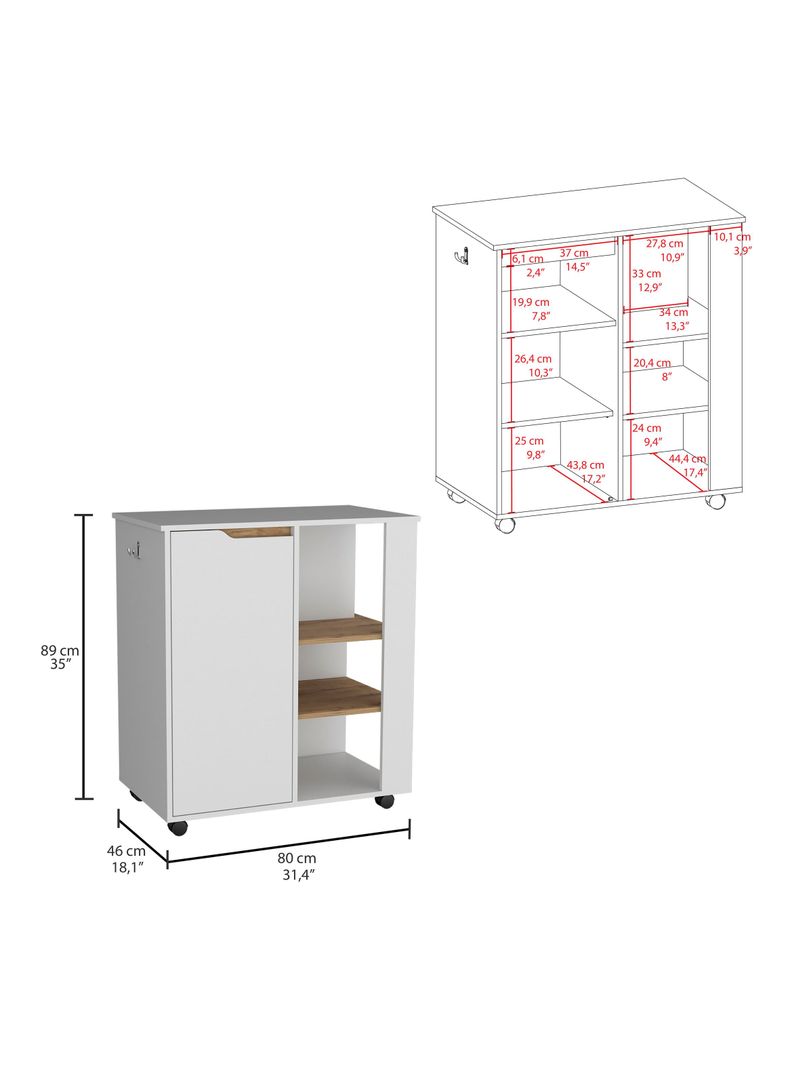 Mueble Microonda 1P 4R Blanco Marquez-1