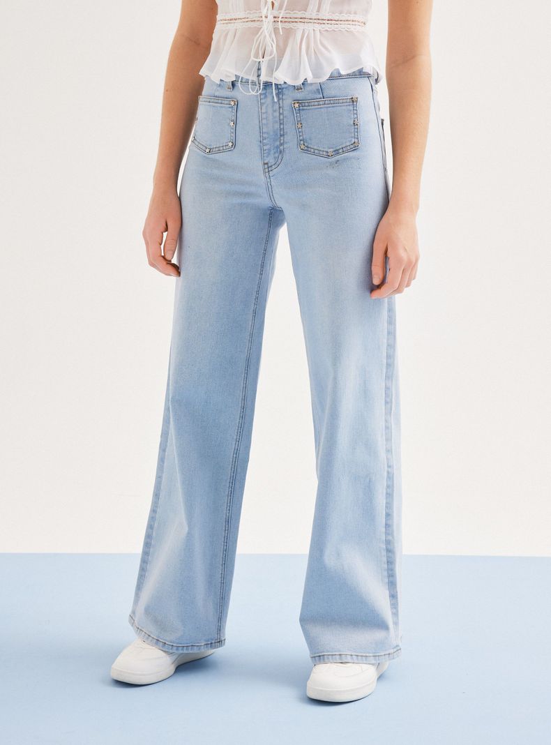 Jeans Tachas Bolsillos Delanteros-0
