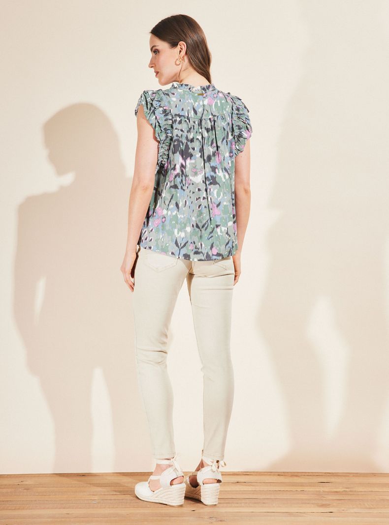 Blusa Estampada y Amarra en Cuello-5