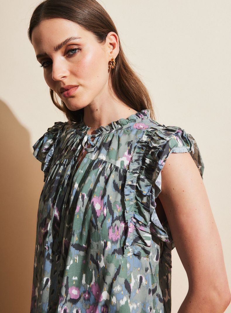 Blusa Estampada y Amarra en Cuello-2