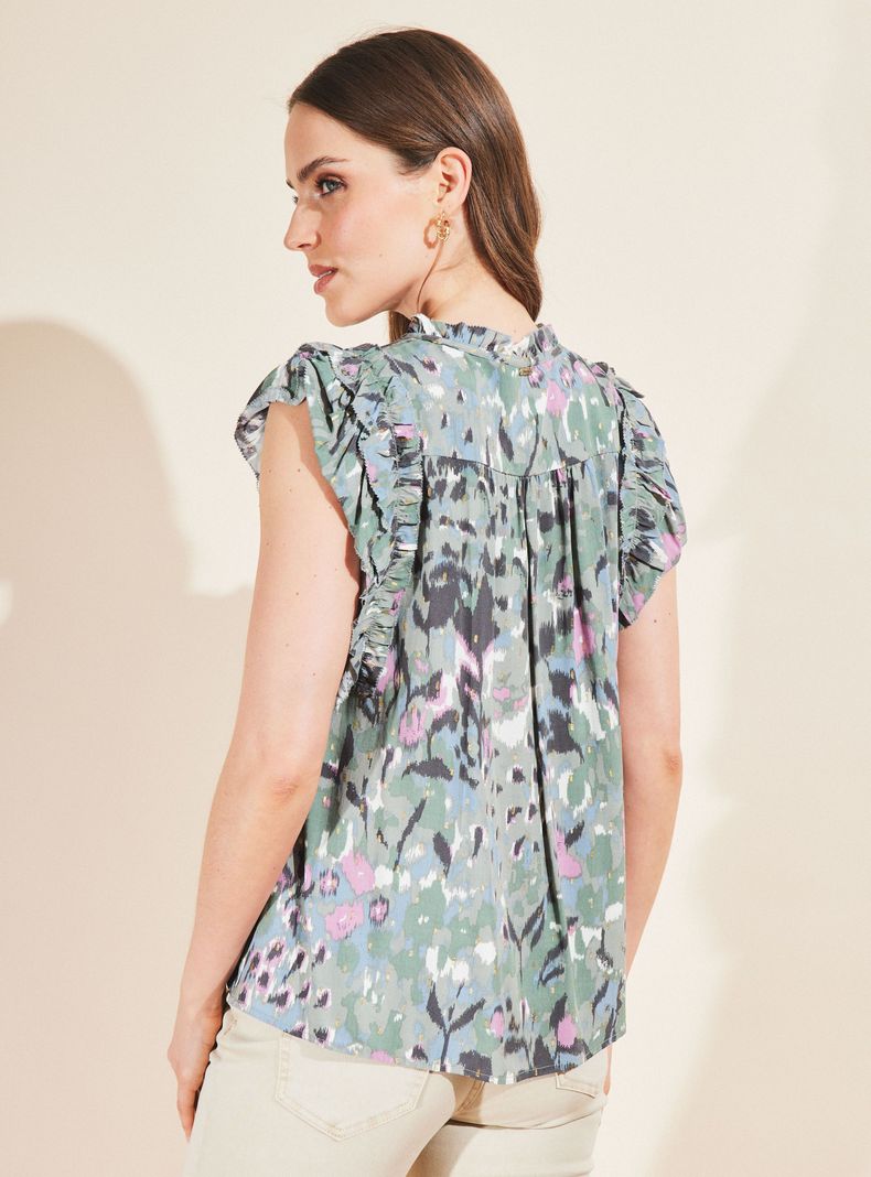 Blusa Estampada y Amarra en Cuello-1