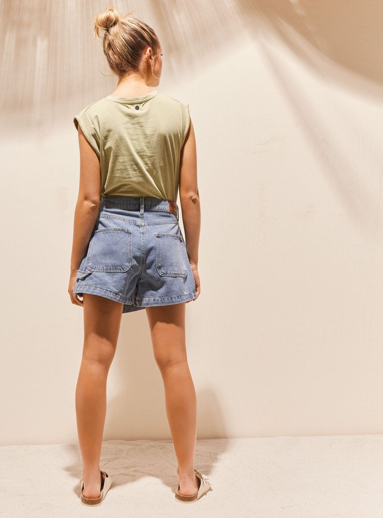 Falda Skort Denim Tiro Medio-5