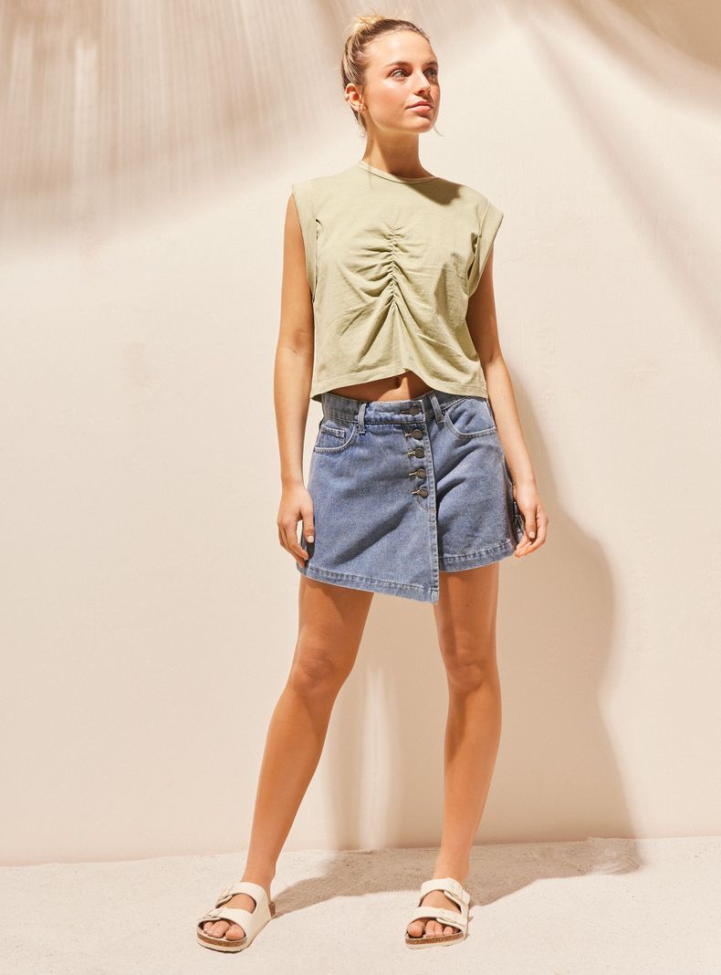 Falda Skort Denim Tiro Medio-4