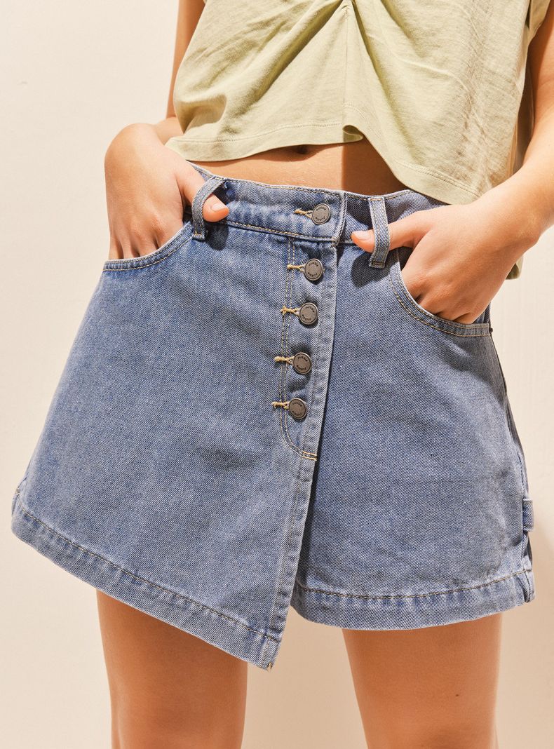 Falda Skort Denim Tiro Medio-2
