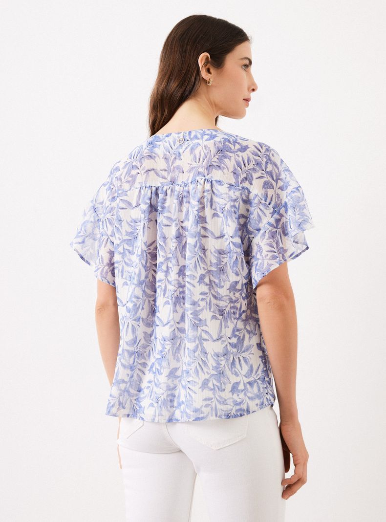 Blusa Estampada y Botones en Cuello-1