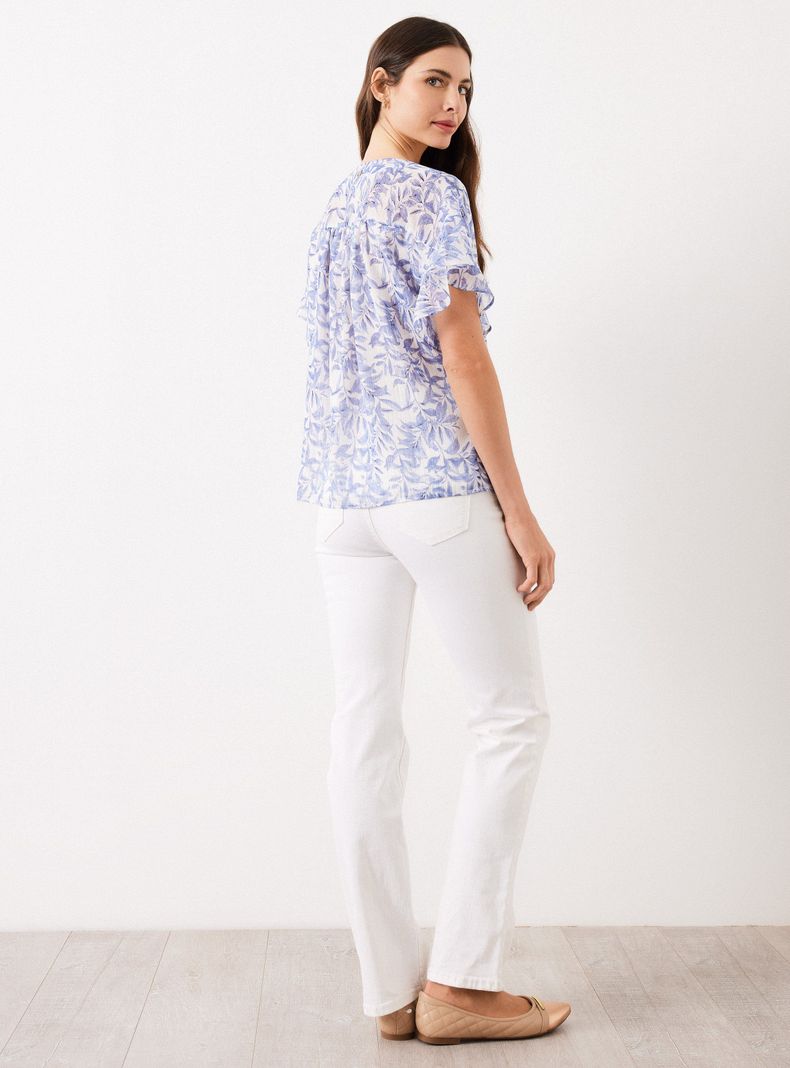 Blusa Estampada y Botones en Cuello-5