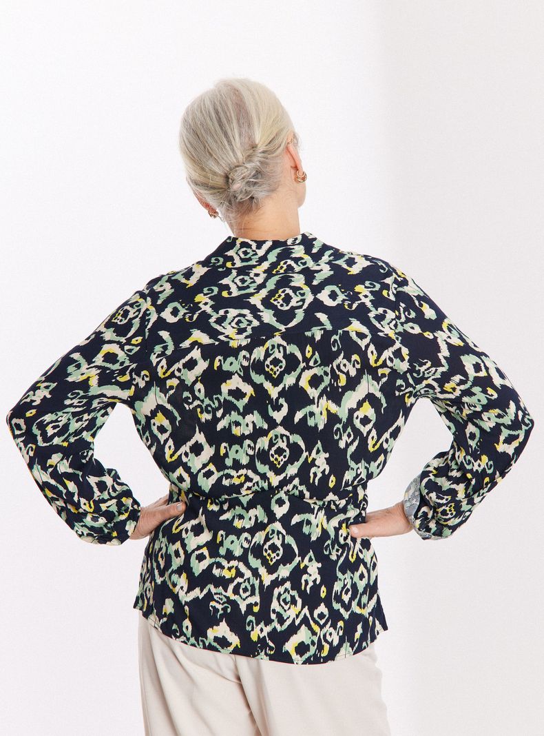 Blusa Larga Estampada Cordón Cintura-1