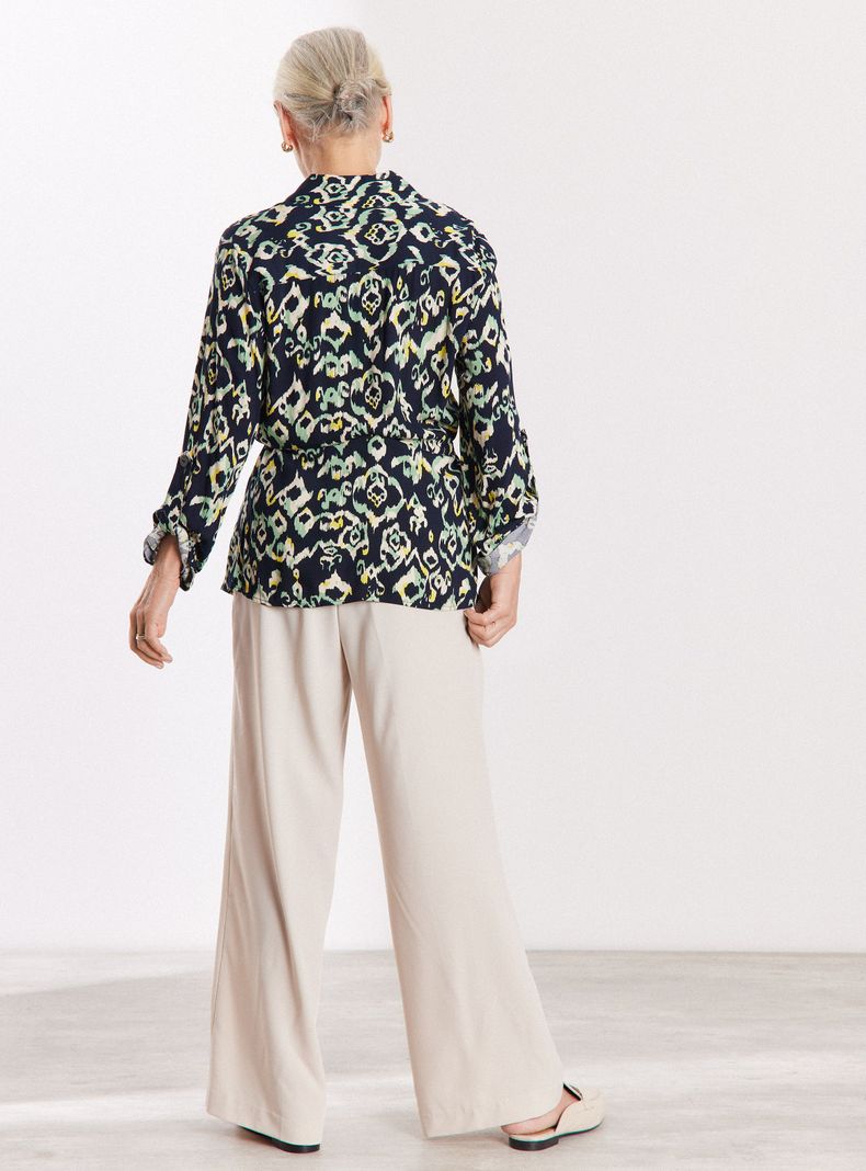 Blusa Larga Estampada Cordón Cintura-5