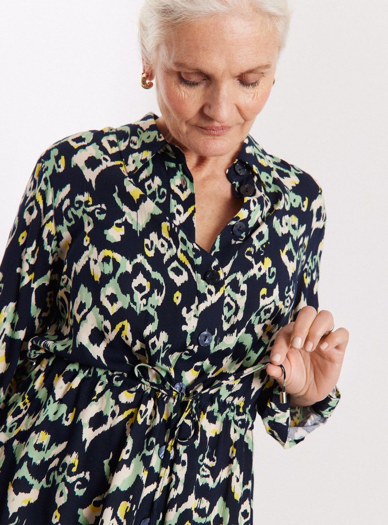 Blusa Larga Estampada Cordón Cintura-2