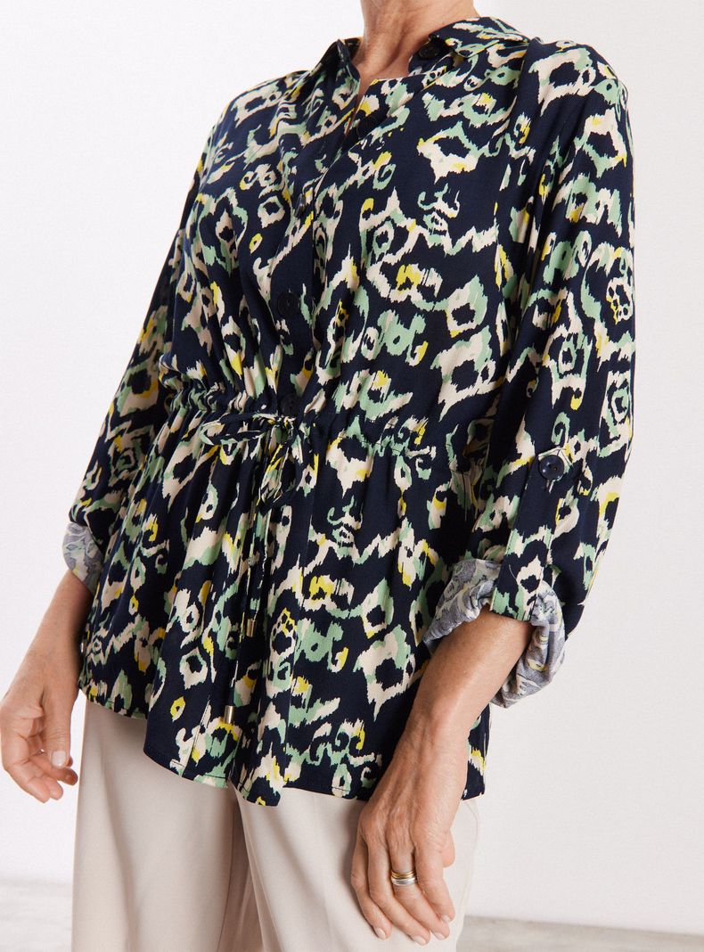 Blusa Larga Estampada Cordón Cintura-3