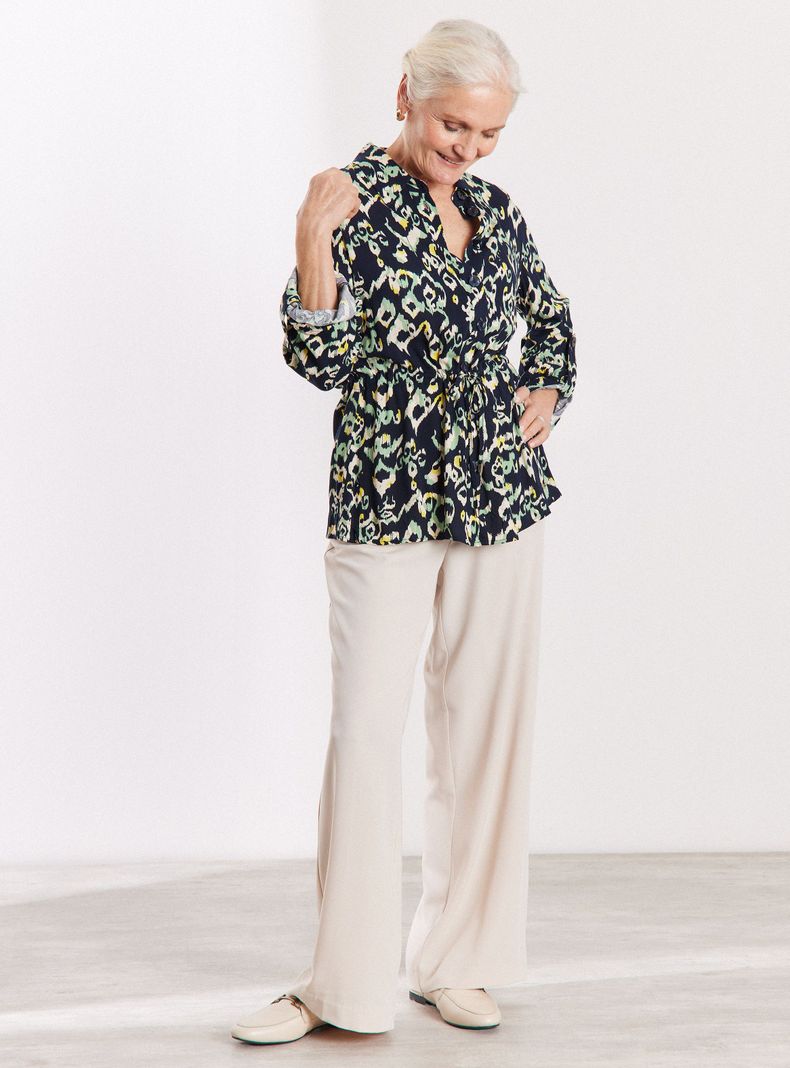 Blusa Larga Estampada Cordón Cintura-4