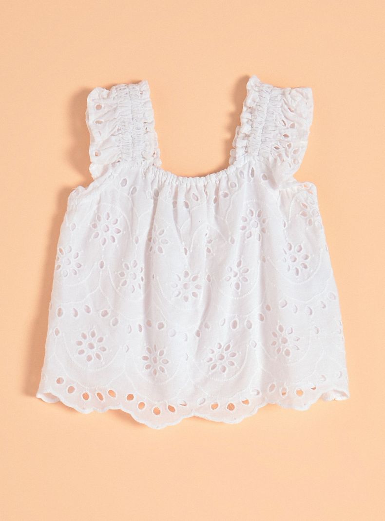 Blusa con Manga de Vuelos y de Broderie-2