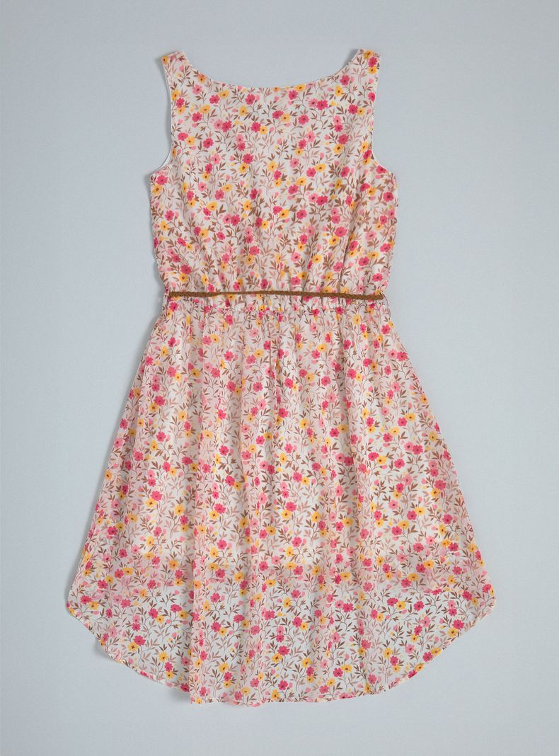 Vestido Estampado Floral, con Cinturón-3