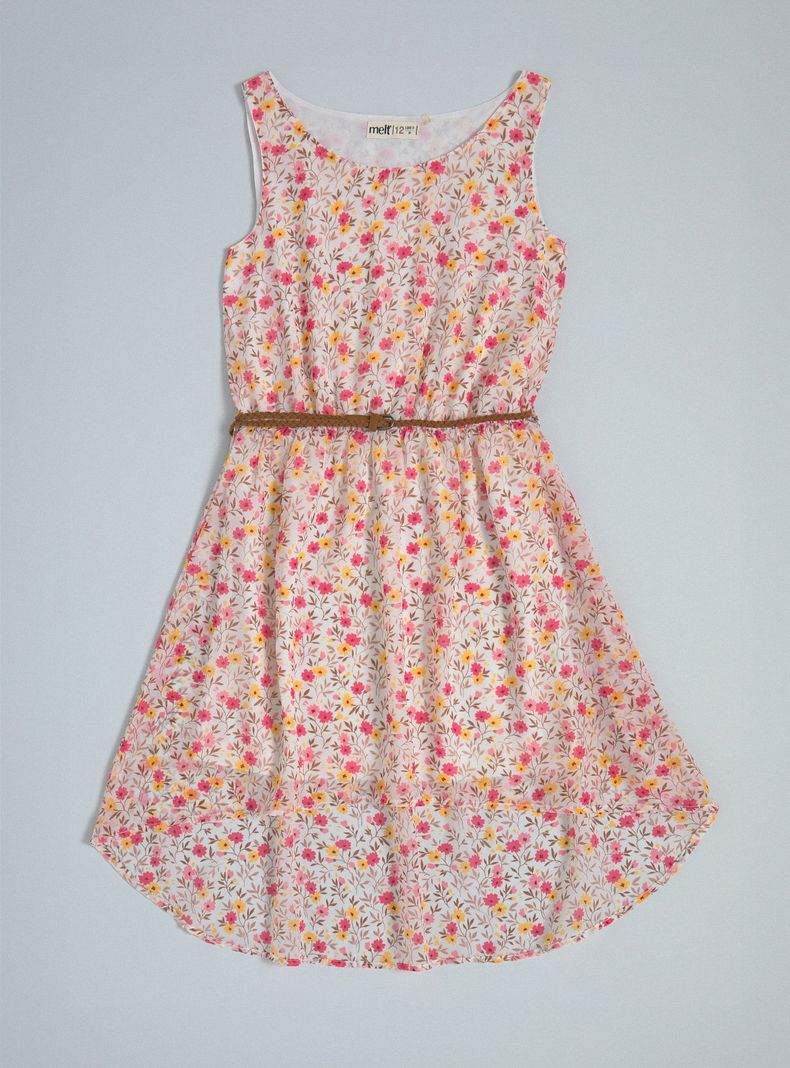 Vestido Estampado Floral, con Cinturón-2