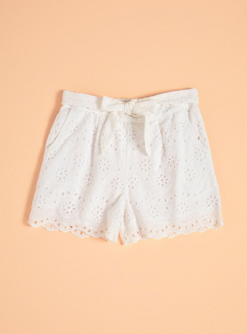 Short Tela Broderie, Cinturón Tipo Lazo-2