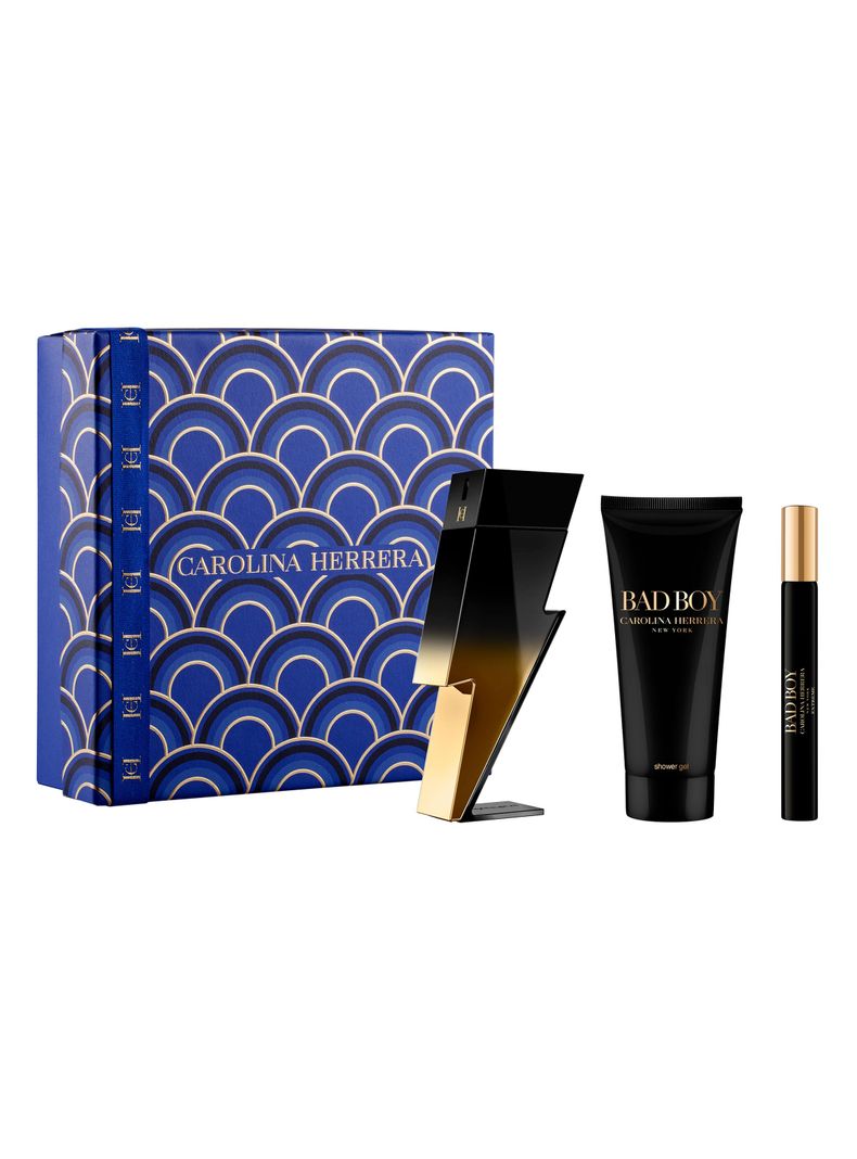 Set Perfume Bad Boy Extreme EDP Hombre 100 ml + Shower Gel 100 ml + EDP 10 ml Carolina Herrera-0