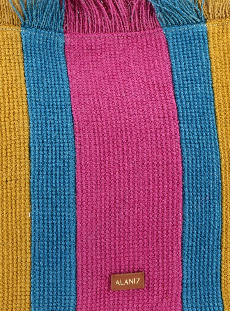 Cartera Totebag de Raffia Color Block-6
