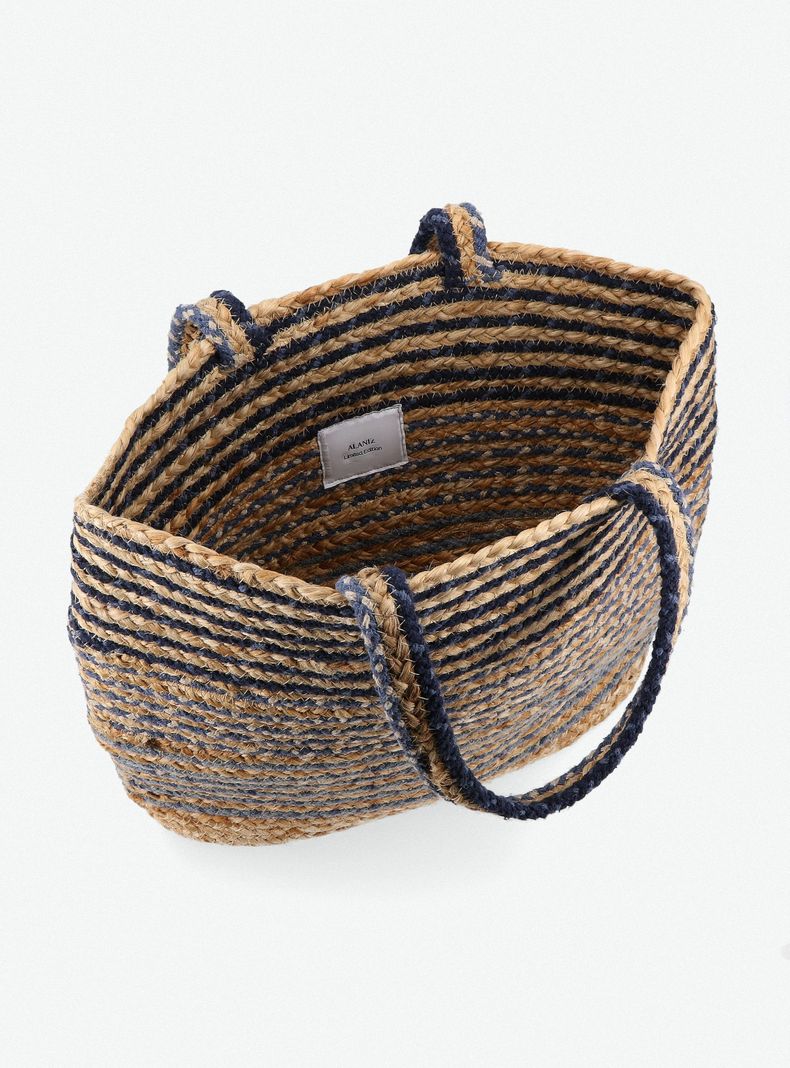 Cartera Totebag de Raffia Bicolor con Hilo de Lurex-5