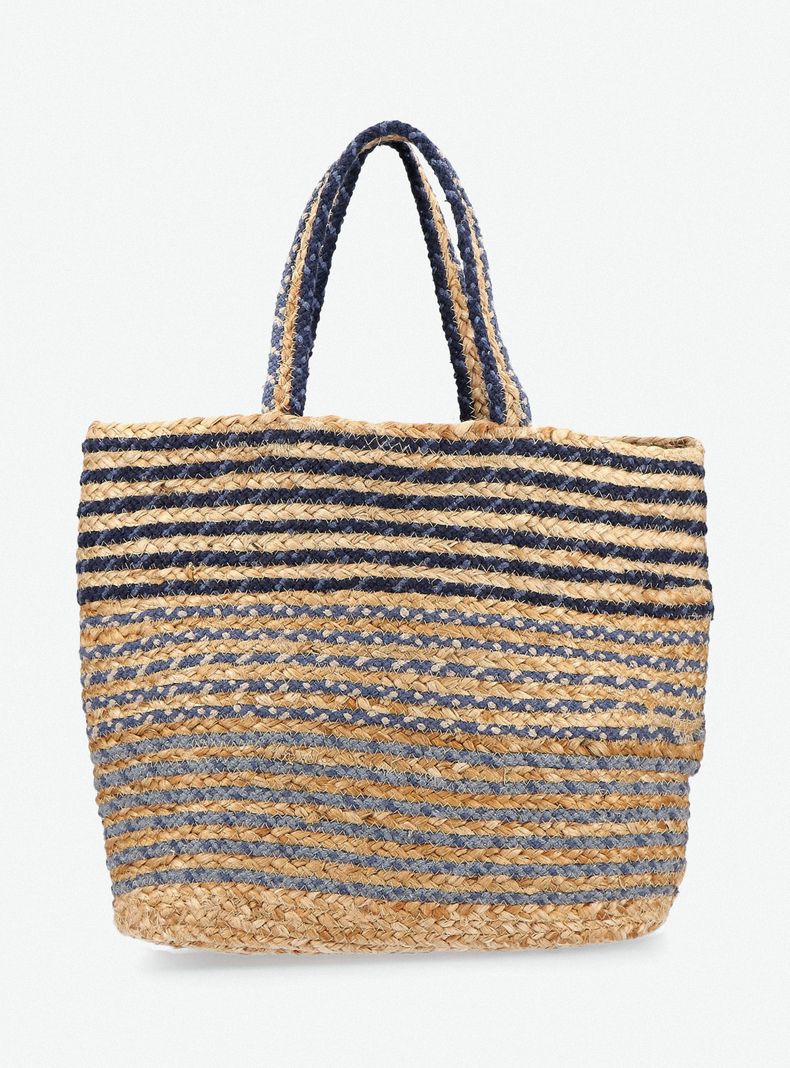 Cartera Totebag de Raffia Bicolor con Hilo de Lurex-4