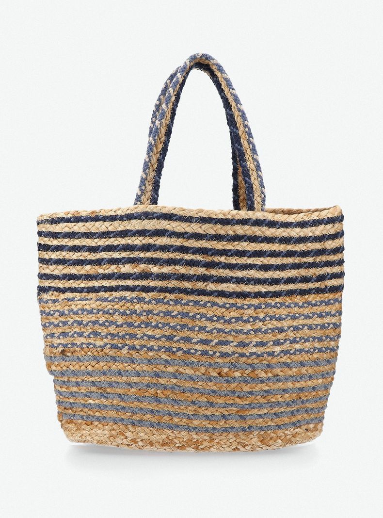 Cartera Totebag de Raffia Bicolor con Hilo de Lurex-2