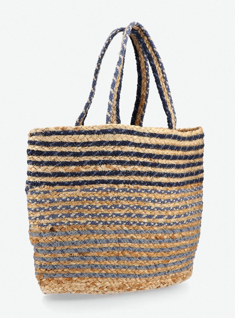 Cartera Totebag de Raffia Bicolor con Hilo de Lurex-3