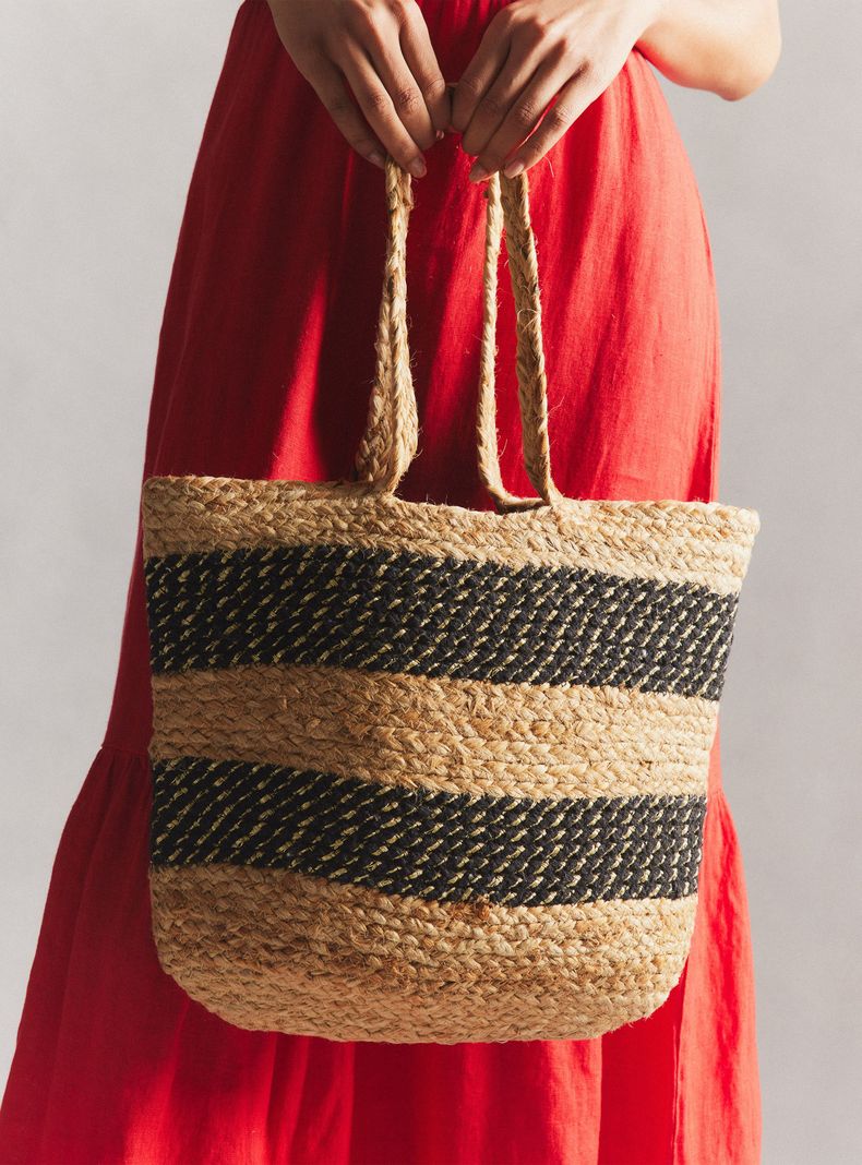 Cartera Totebag de Raffia con Hilo de Lurex-1