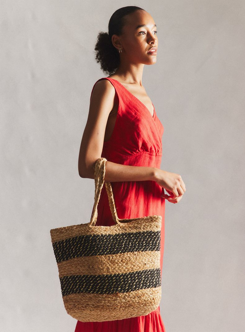 Cartera Totebag de Raffia con Hilo de Lurex-0