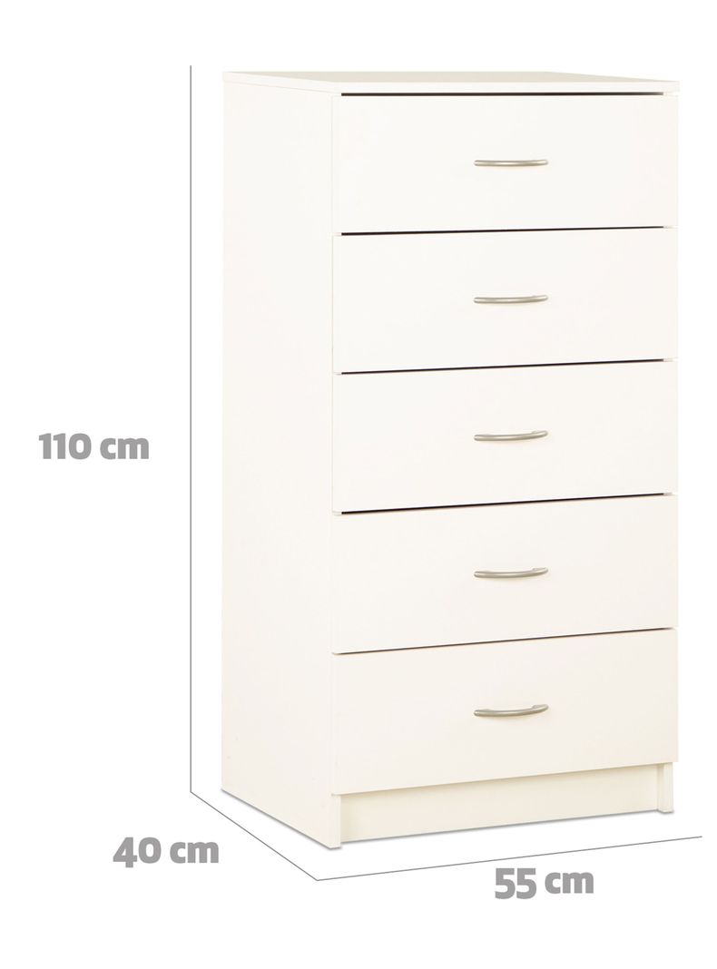 Cómoda 5 Cajones Blanco-1