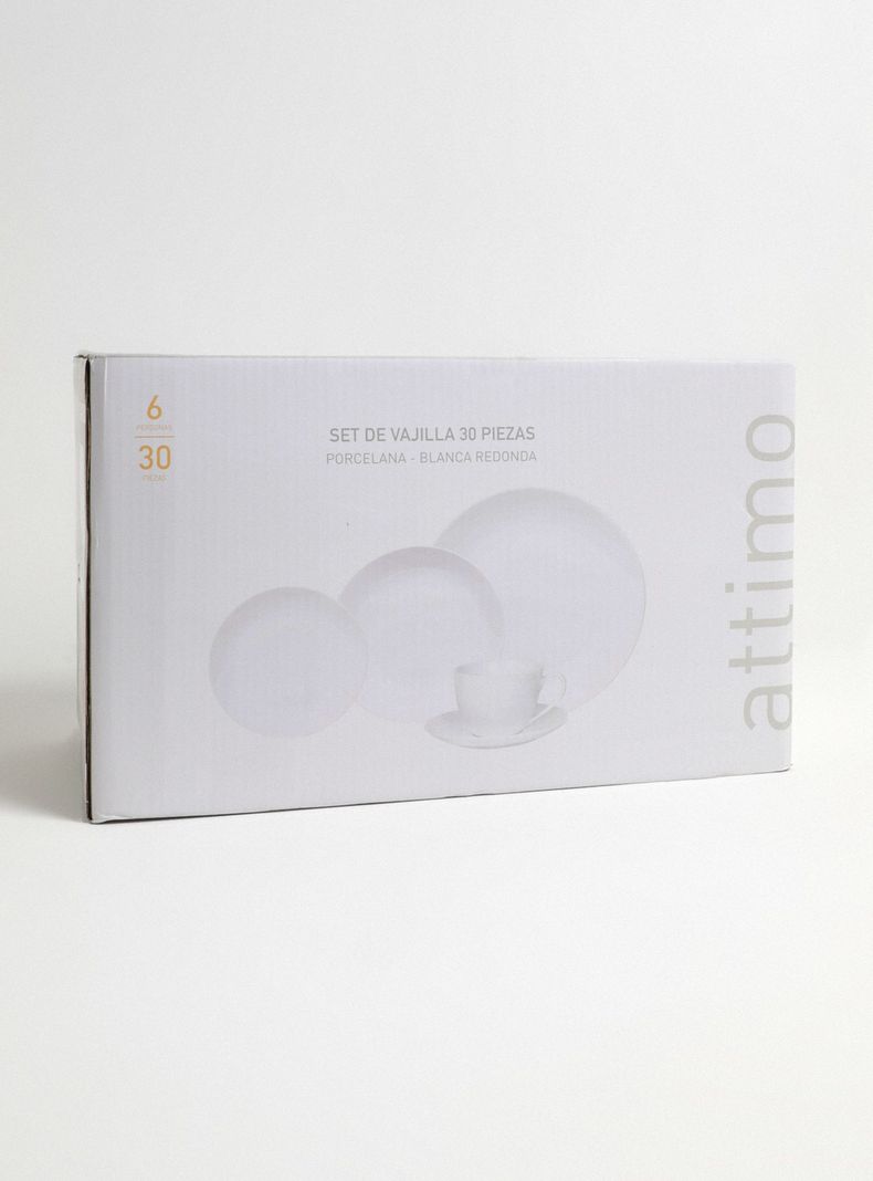 Set Vajilla 30 Piezas Blanca Redonda Porcelana-3