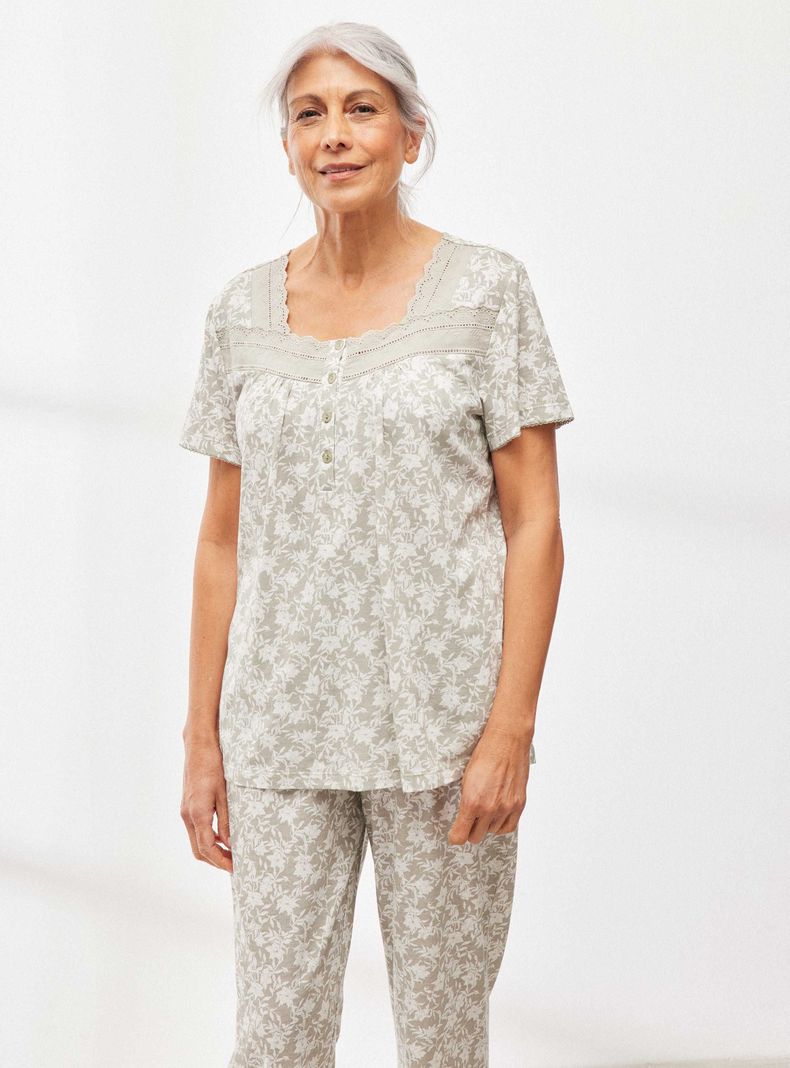 Pijama Full Print Detalles de Broderie-0