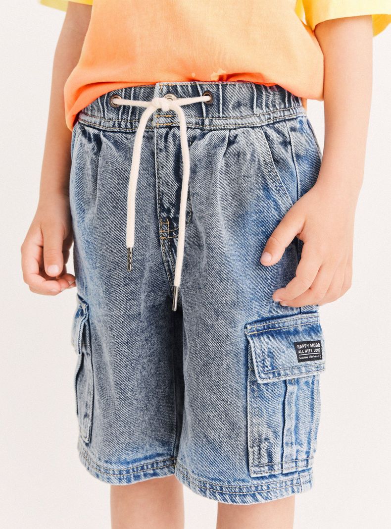Bermuda Cargo Denim Acid Wash-0