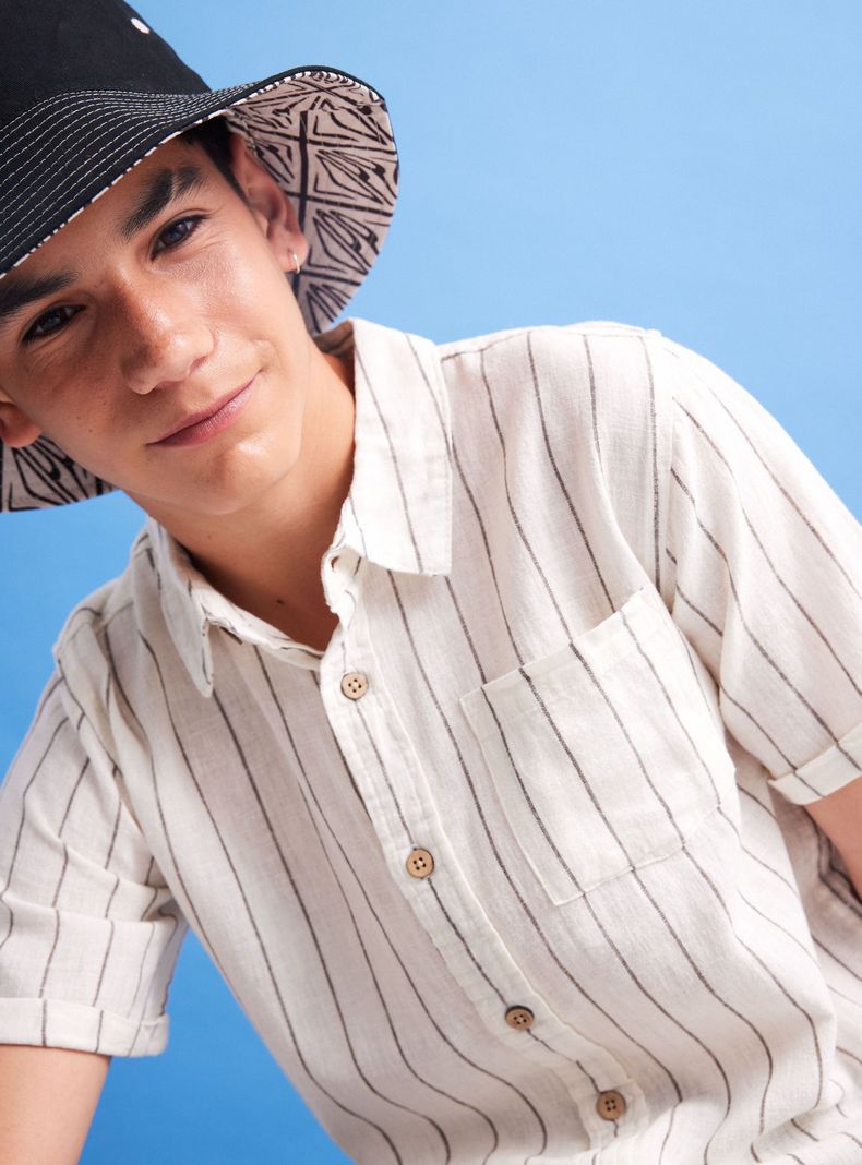 Camisa de Vestir Lino Manga Corta-1
