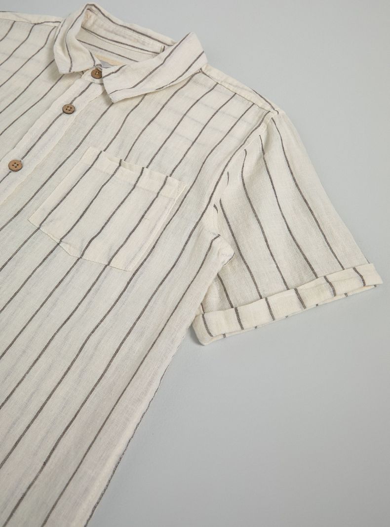 Camisa de Vestir Lino Manga Corta-4